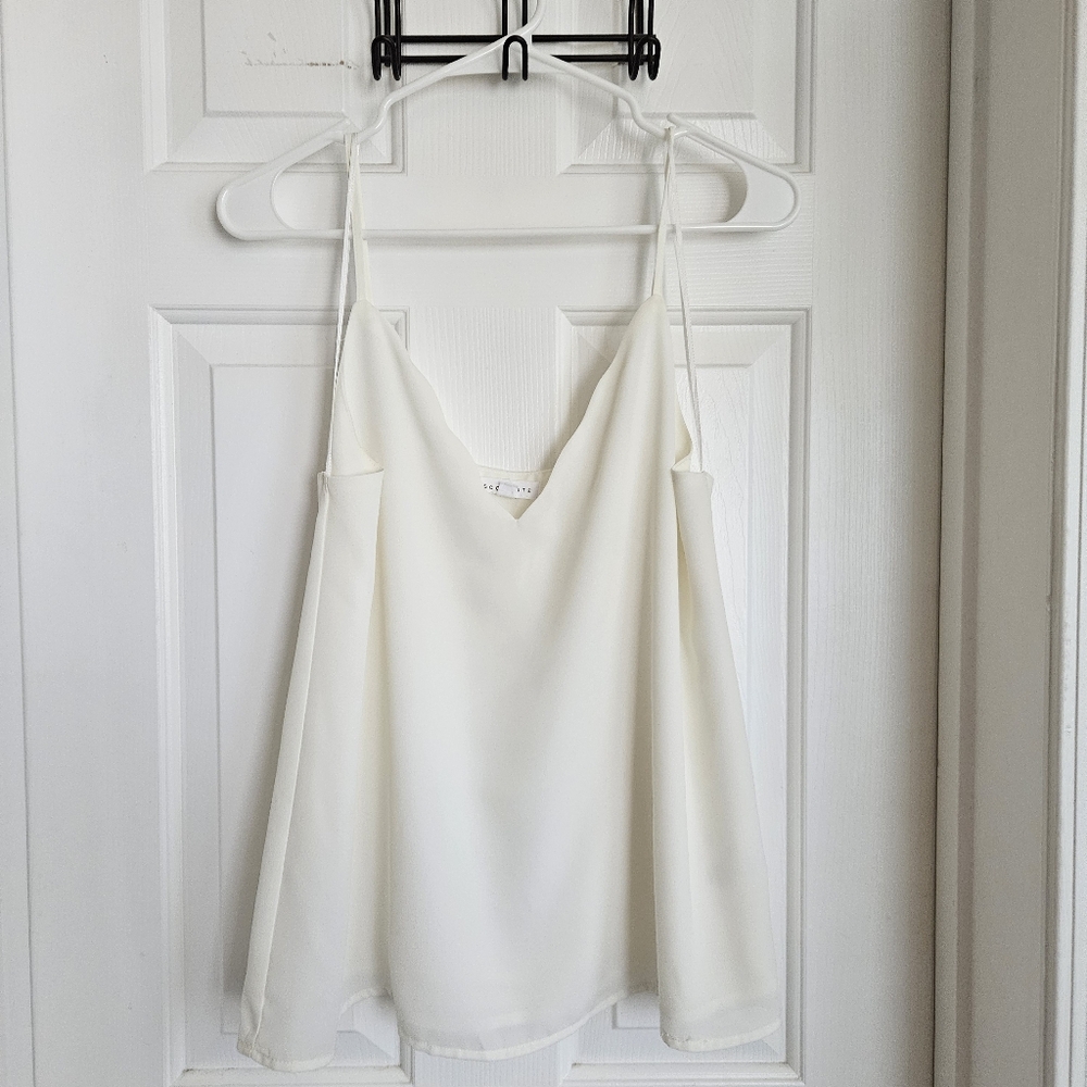 Socialite White/Cream Adjustable Strap Cami Tank, Size M